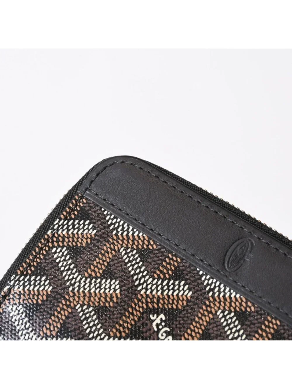 Goyard Matignon PM Card Case Coin Purse Din Canvas Leather Black Silver